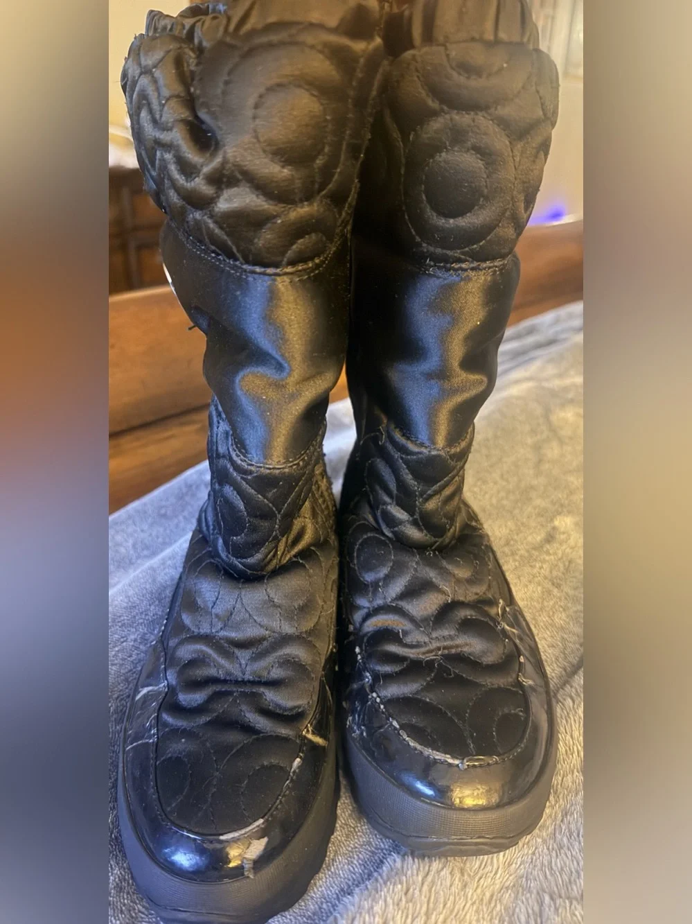 Coach Black Quilted Snow Boots Size 6